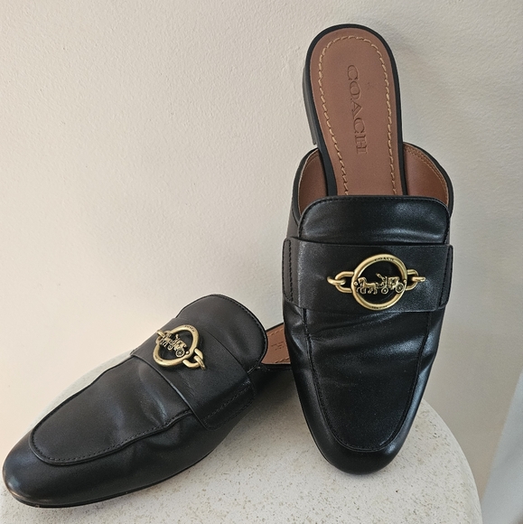 Coach | Shoes | Coach Black Leather Mule | Poshmark